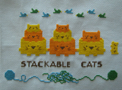 Small cat cross stitch pattern PDF. Lazy cat cross stitch