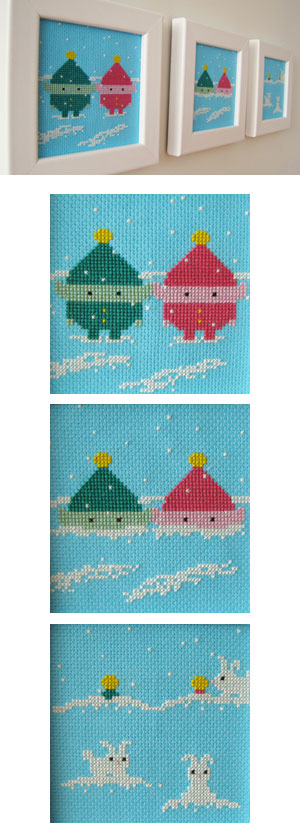 Elves in Snow Cross-Stitch
